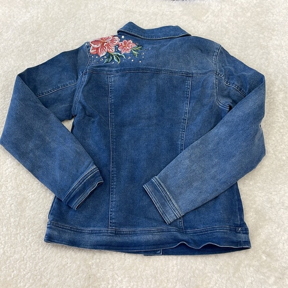 🎁 DG2 Diane Gilman Floral Embroidered Denim Jacket - Picture 7 of 9